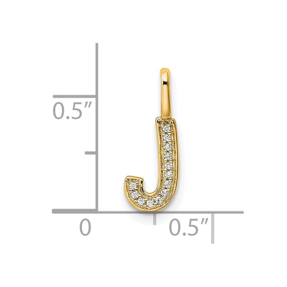 14K Gold Diamond Letter J Initial Pendant