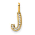 14K Gold Diamond Letter J Initial Pendant
