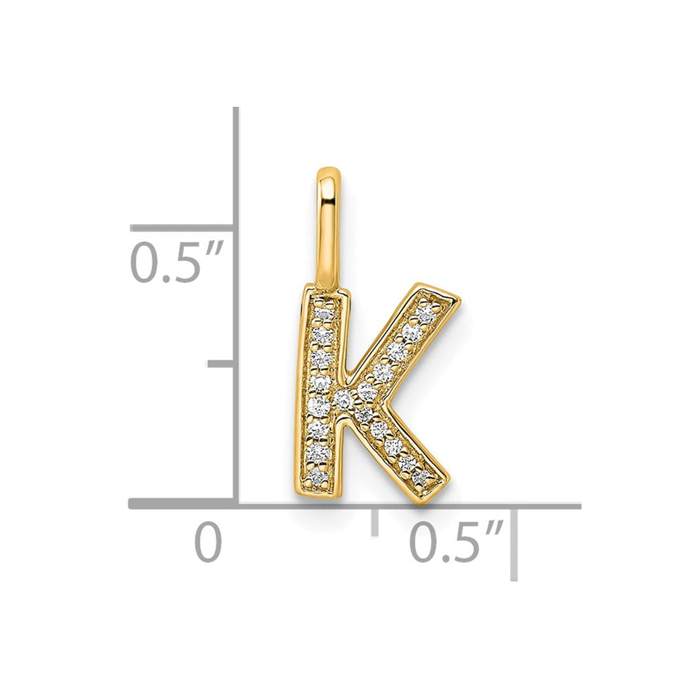14K Gold Diamond Letter K Initial Pendant