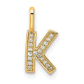 14K Gold Diamond Letter K Initial Pendant