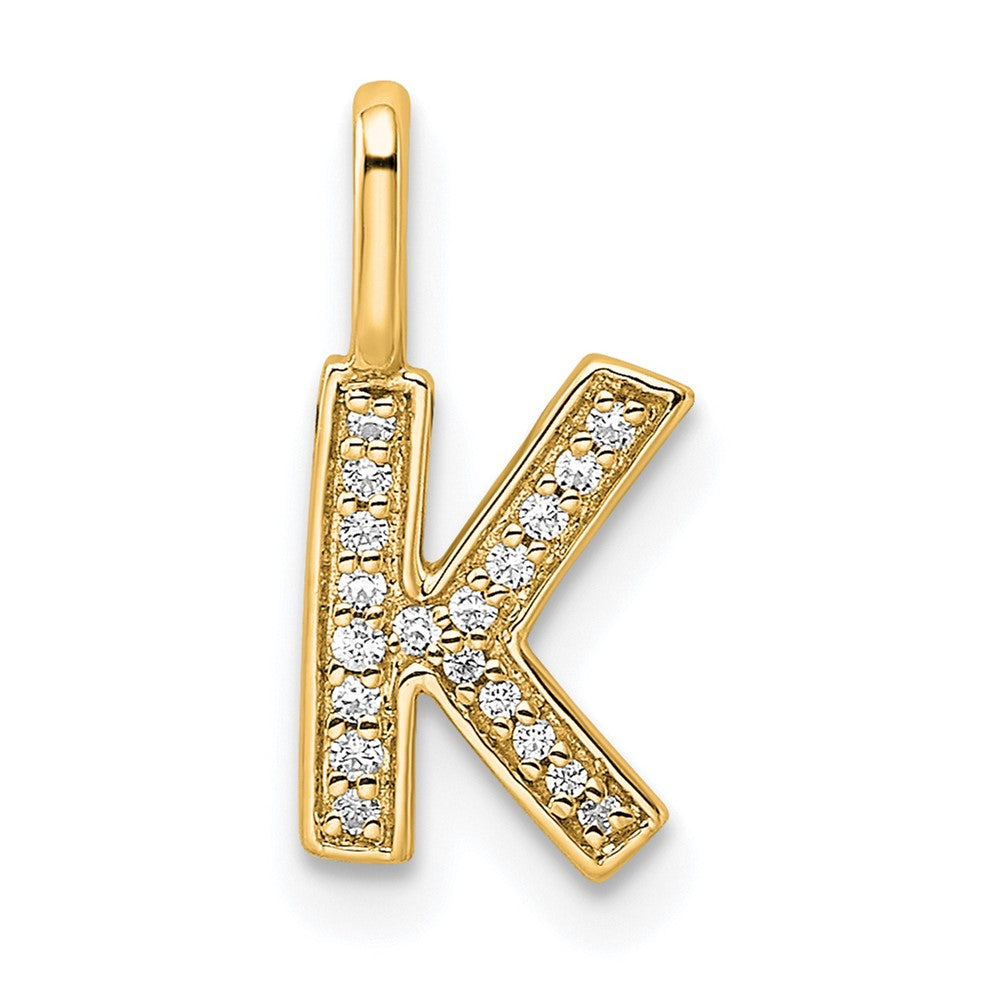 14K Gold Diamond Letter K Initial Pendant