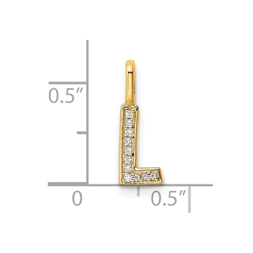 14K Gold Diamond Letter L Initial Pendant
