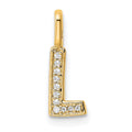 14K Gold Diamond Letter L Initial Pendant