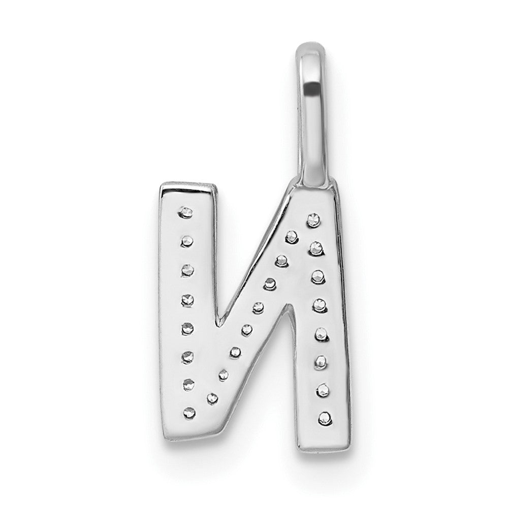 14K White Gold Diamond Letter N Initial Pendant