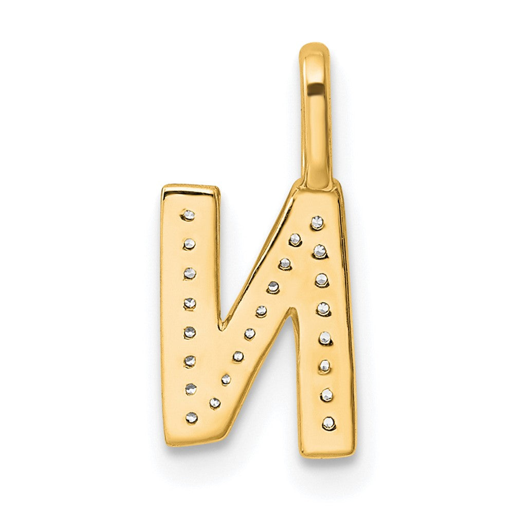 14K Gold Diamond Letter N Initial Pendant
