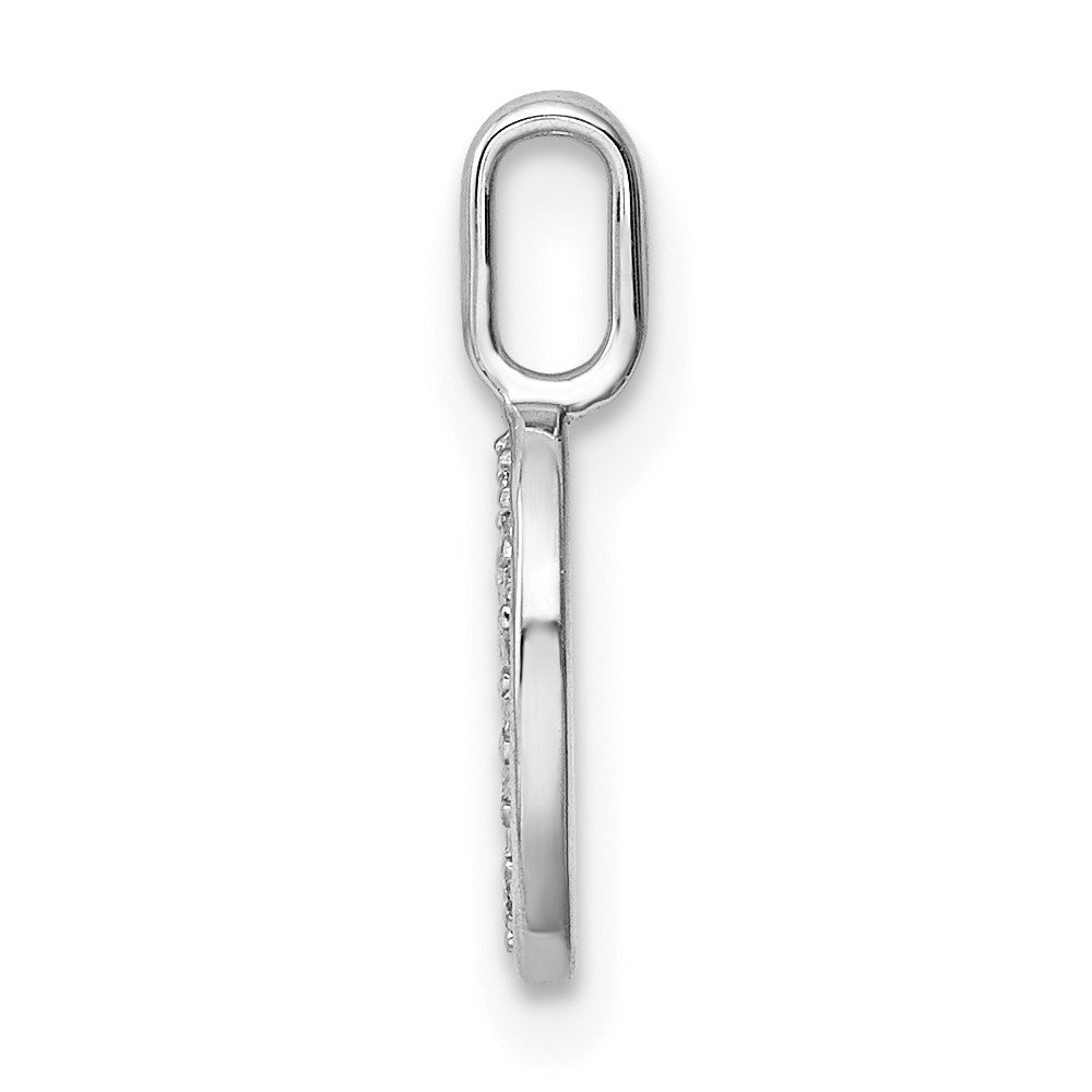 14K White Gold Diamond Letter O Initial Pendant