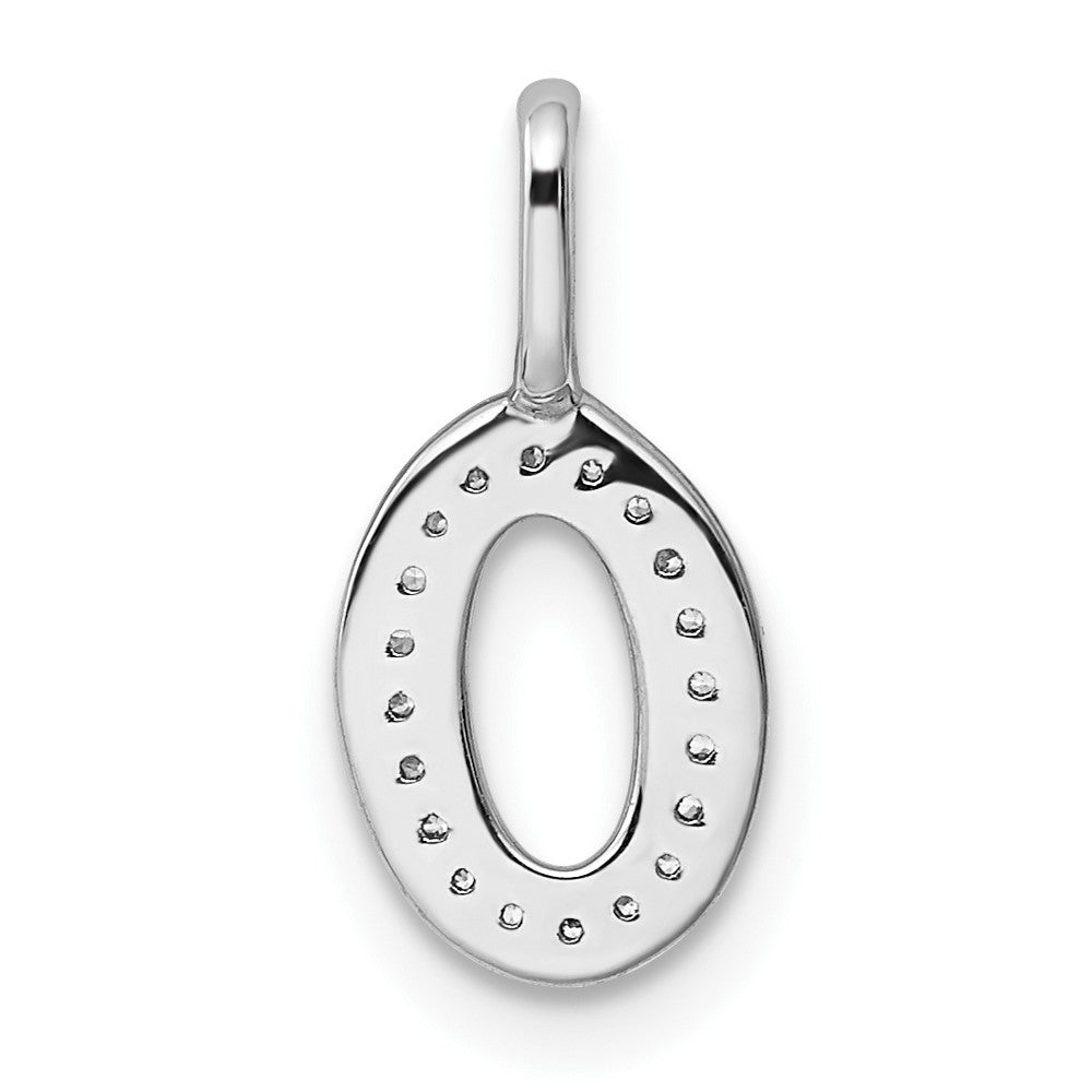 14K White Gold Diamond Letter O Initial Pendant