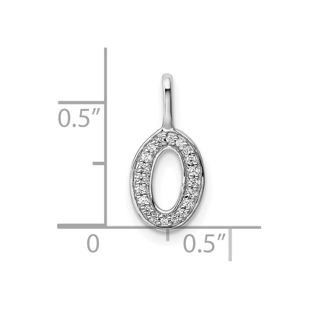 14K White Gold Diamond Letter O Initial Pendant