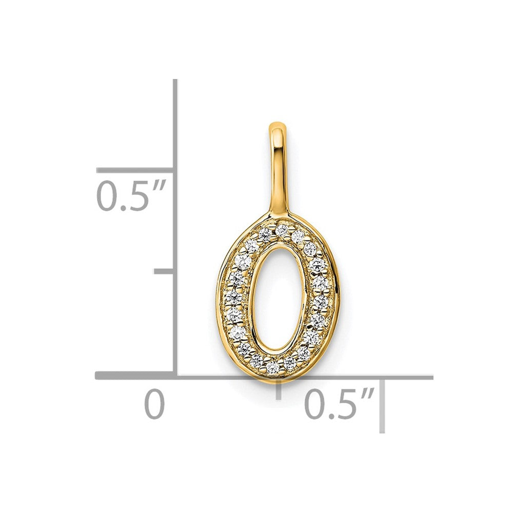 14K Gold Diamond Letter O Initial Pendant