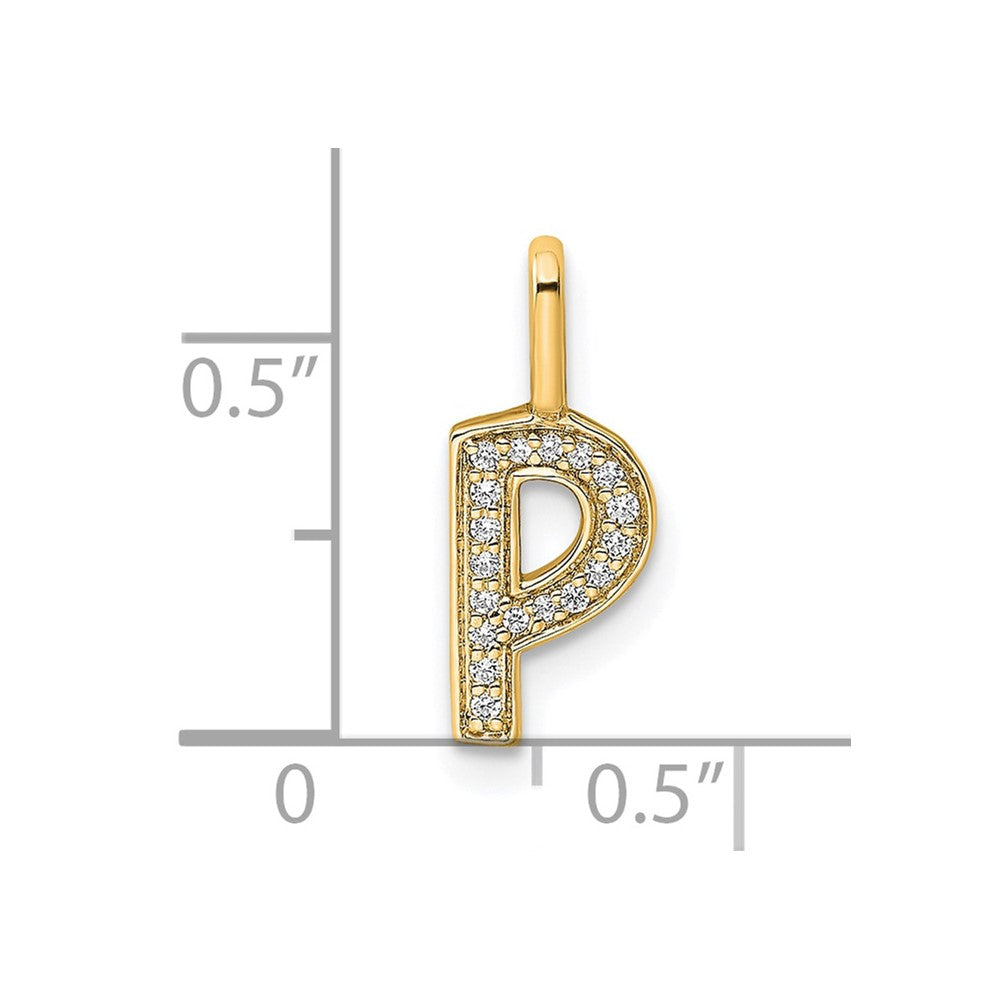 14K Gold Diamond Letter P Initial Pendant