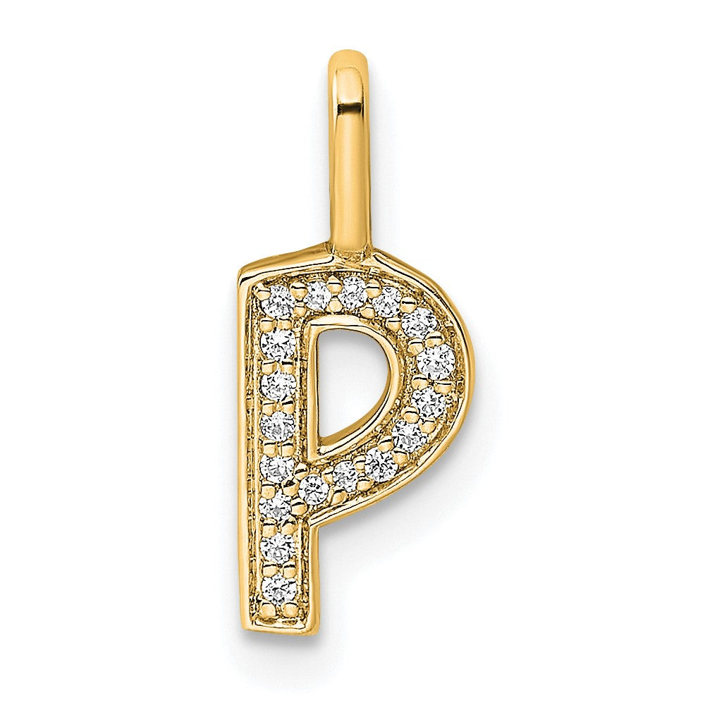 14K Gold Diamond Letter P Initial Pendant