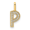 14K Gold Diamond Letter P Initial Pendant