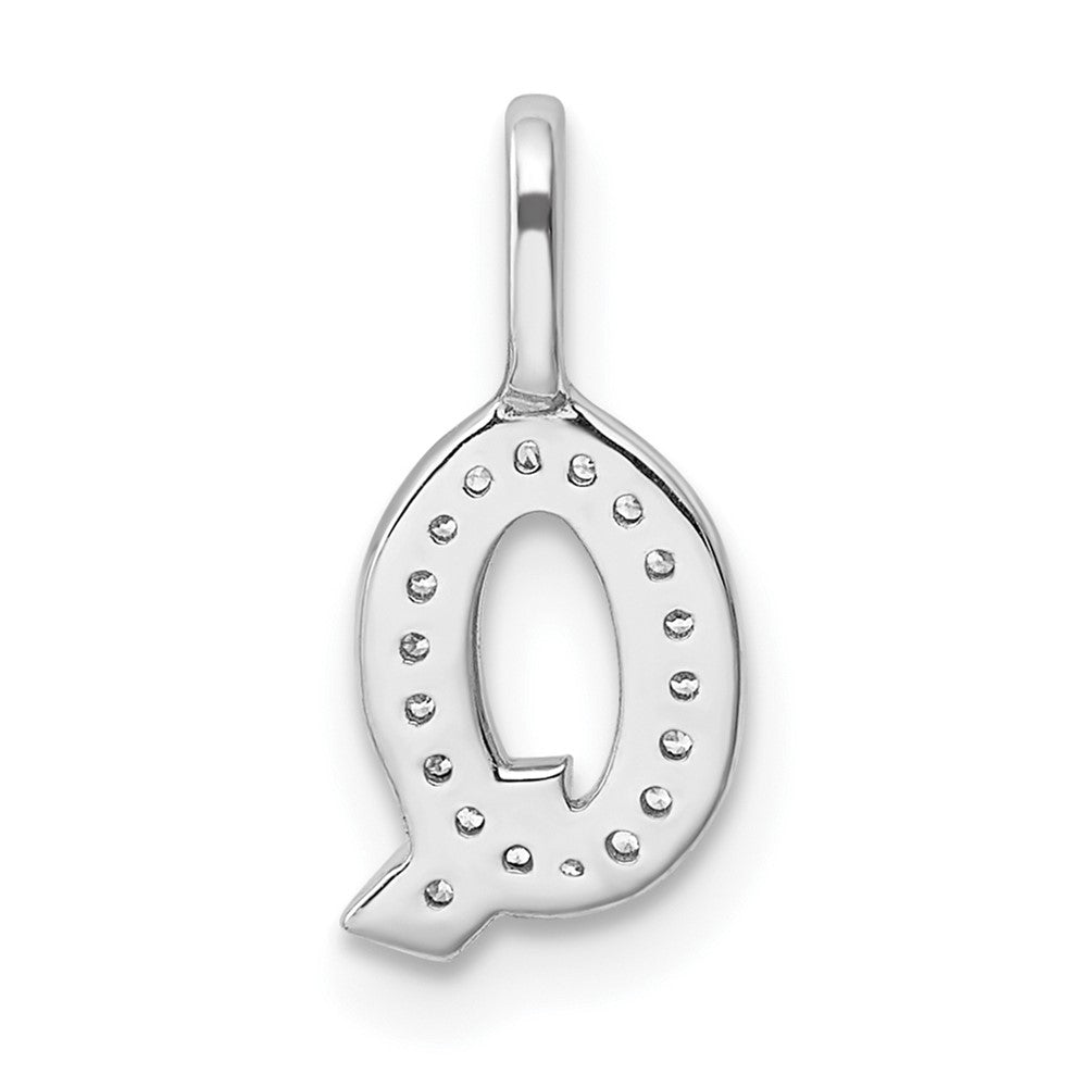 14K White Gold Diamond Letter Q Initial Pendant