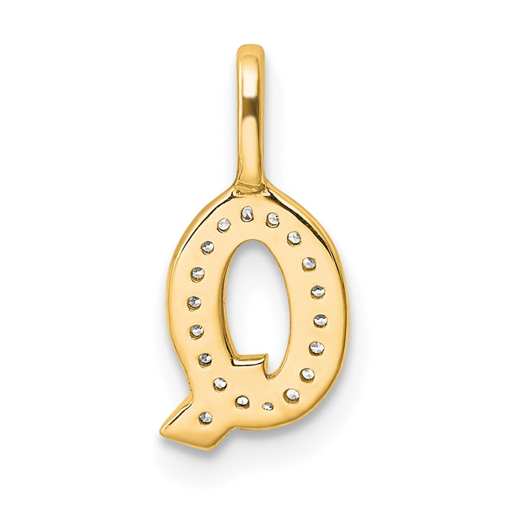 14K Gold Diamond Letter Q Initial Pendant