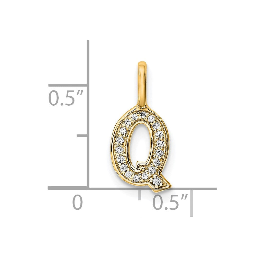 14K Gold Diamond Letter Q Initial Pendant