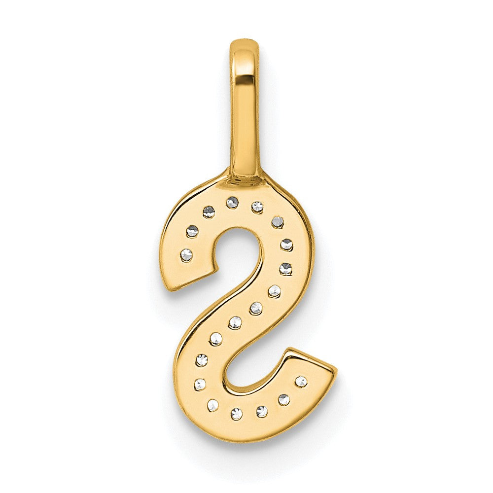 14K Gold Diamond Letter S Initial Pendant