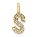 14K Gold Diamond Letter S Initial Pendant
