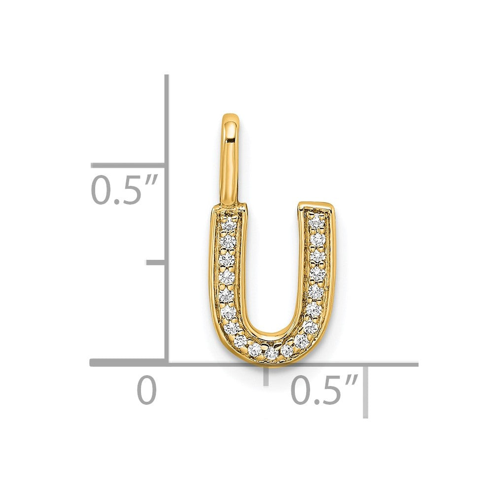 14K Gold Diamond Letter U Initial Pendant