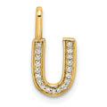 14K Gold Diamond Letter U Initial Pendant