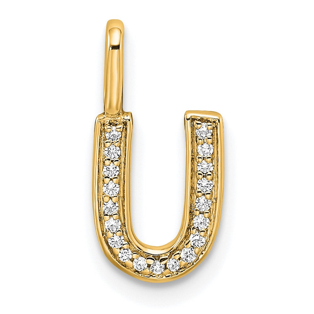 14K Gold Diamond Letter U Initial Pendant