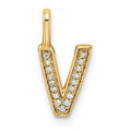 14K Gold Diamond Letter V Initial Pendant
