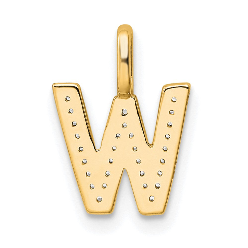 14K Gold Diamond Letter W Initial Pendant