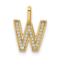 14K Gold Diamond Letter W Initial Pendant