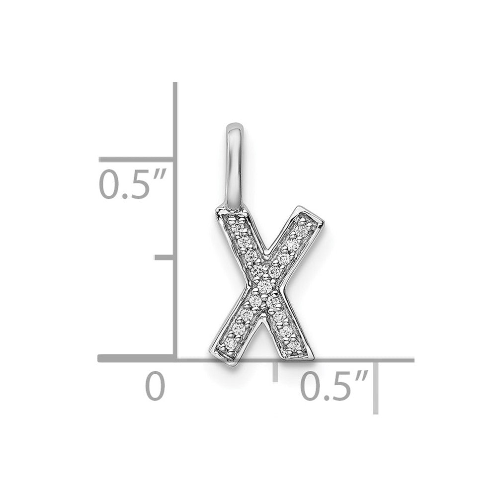 14k White Gold Diamond Letter X Initial Pendant