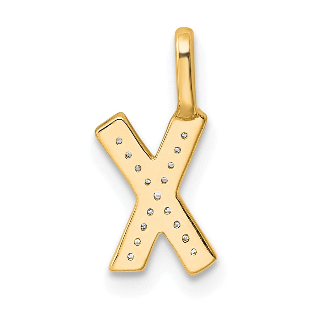 14K Gold Diamond Letter X Initial Pendant