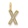 14K Gold Diamond Letter X Initial Pendant