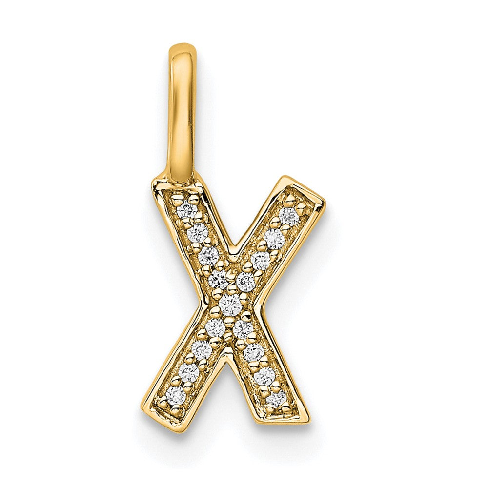 14K Gold Diamond Letter X Initial Pendant