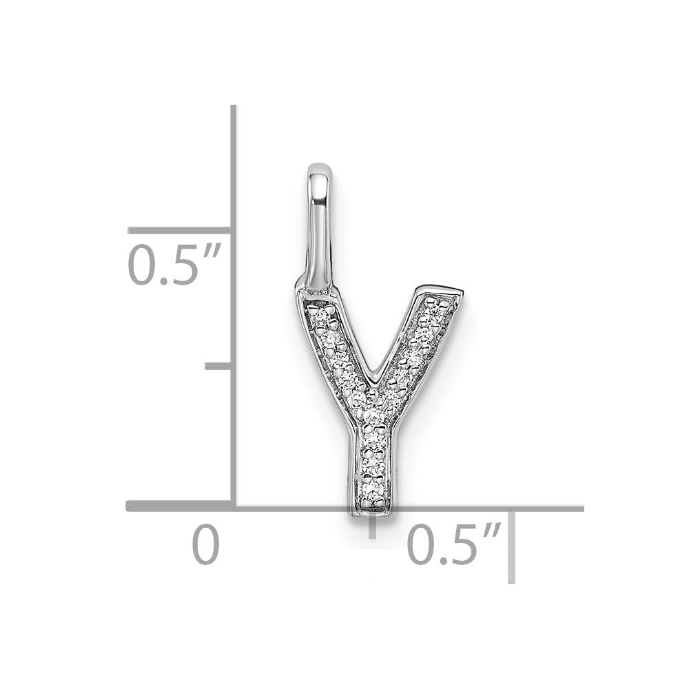 14K White Gold Diamond Letter Y Initial Pendant