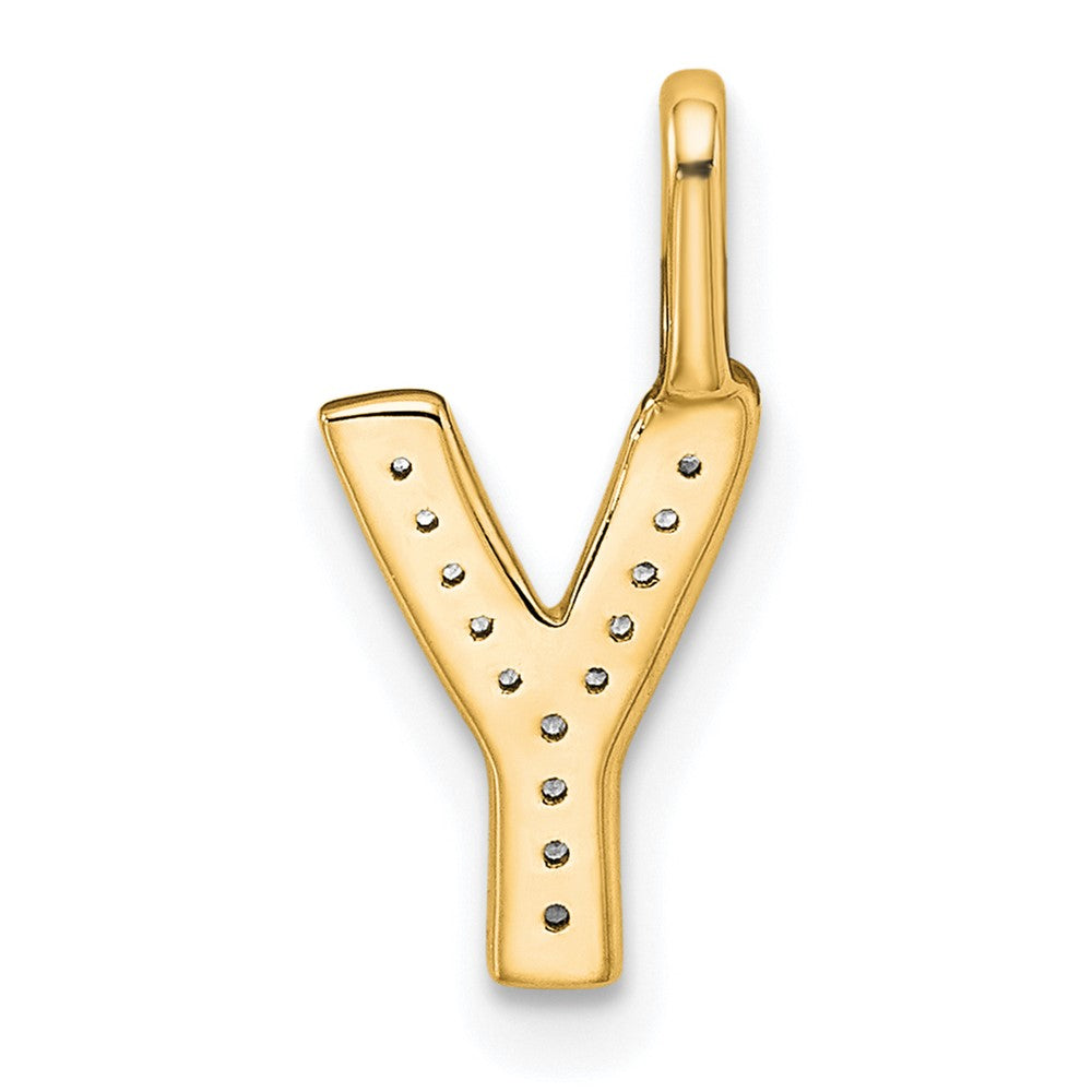 14K Gold Diamond Letter Y Initial Pendant