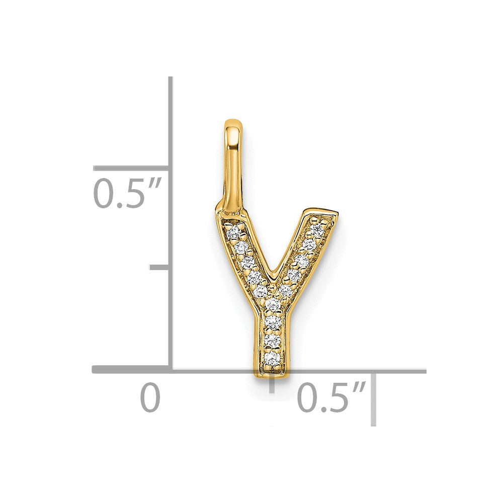 14K Gold Diamond Letter Y Initial Pendant