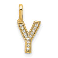 14K Gold Diamond Letter Y Initial Pendant