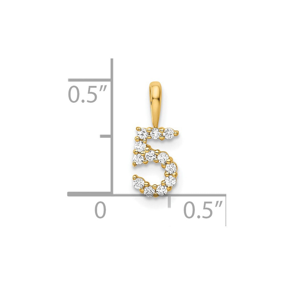 14K Diamond Number 5 Pendant
