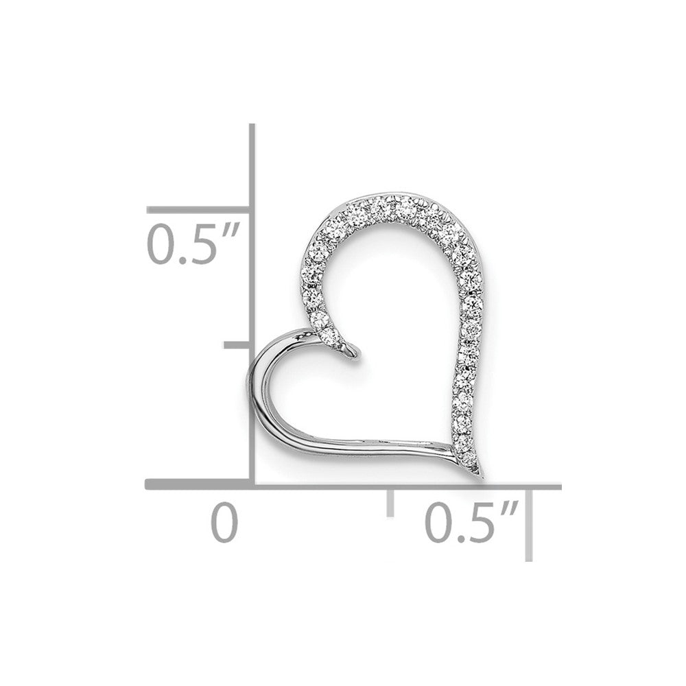 14k White Gold Diamond Heart Chain Slide