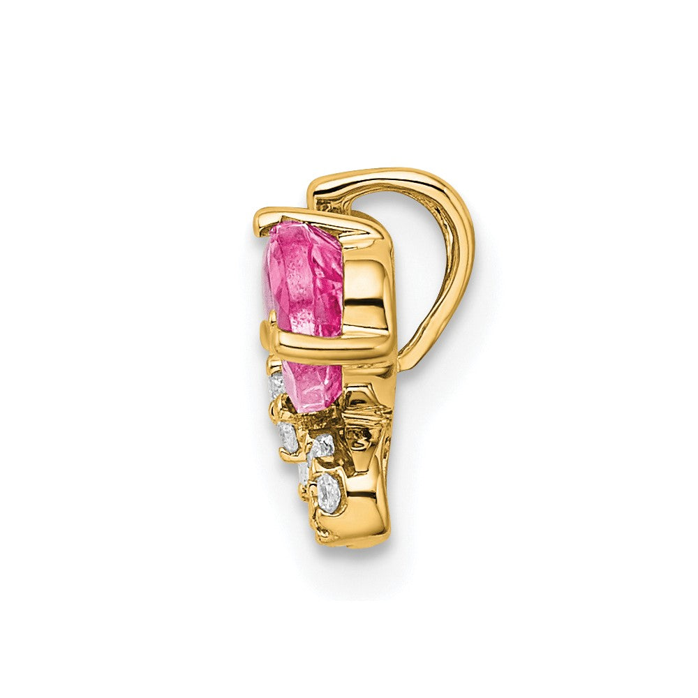 14k Yellow Gold Pink Tourmaline & Diamond Butterfly Chain Slide