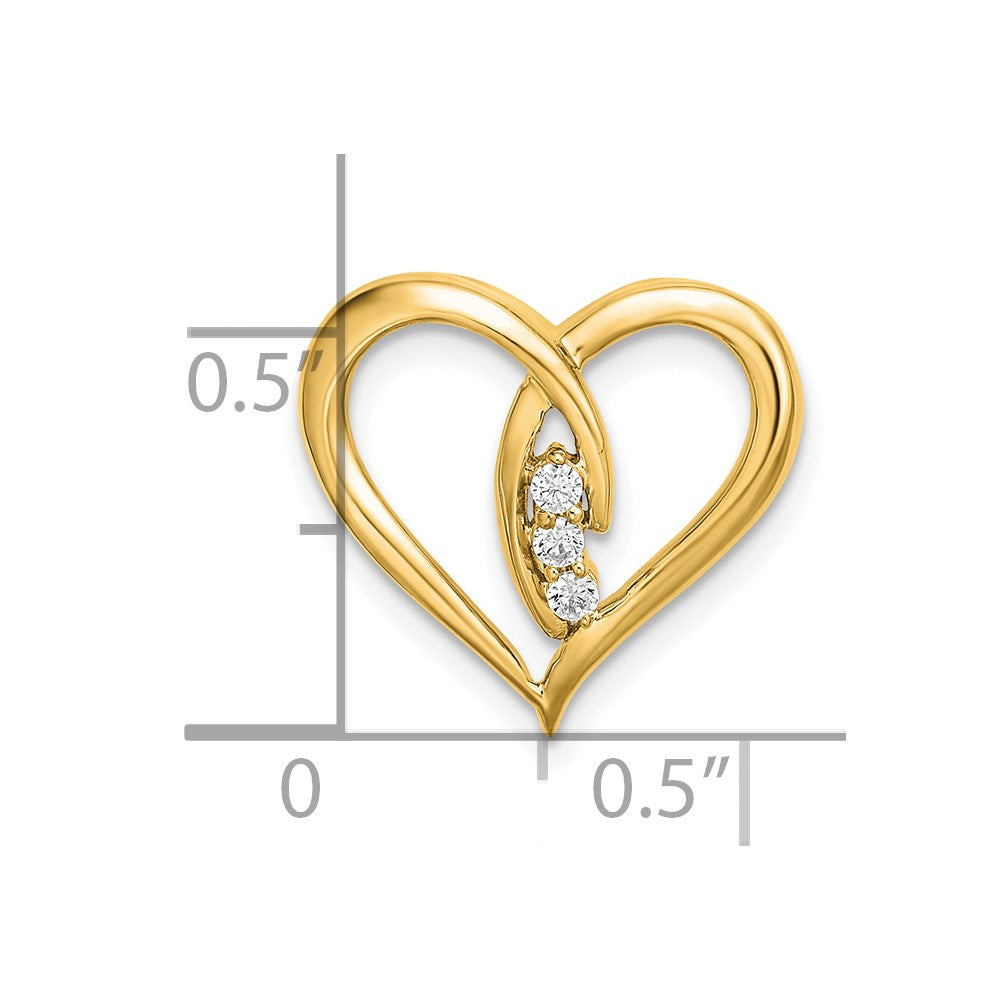 14k Diamond Polished Heart Chain Slide