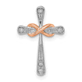 14k Two-tone White & Rose Cross w/Infinity Diamond Chain Slide