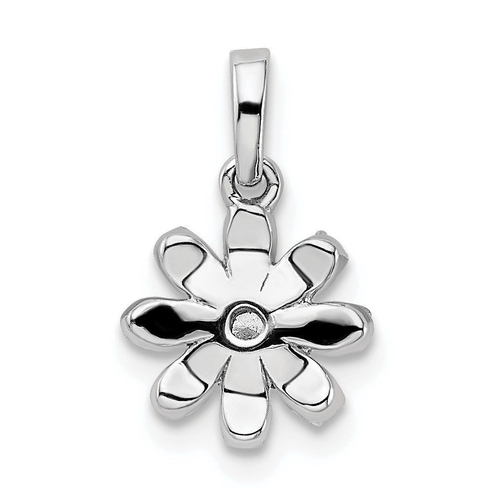 14k White Gold Polished Diamond Flower Pendant