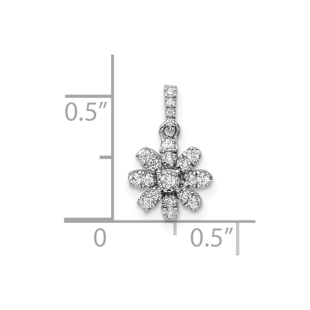 14k White Gold Polished Diamond Flower Pendant