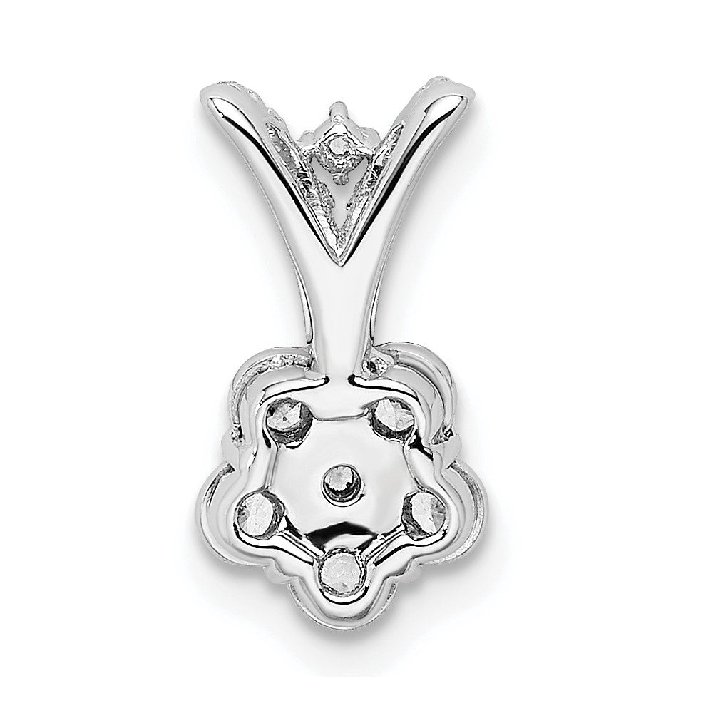 14k White Gold Polished Diamond Flower Pendant