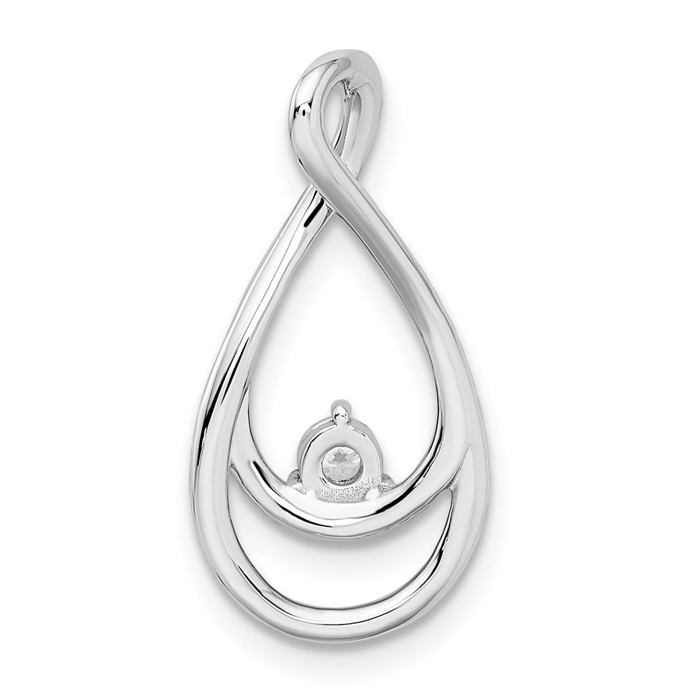 14k White Gold Diamond Teardrop Chain Slide