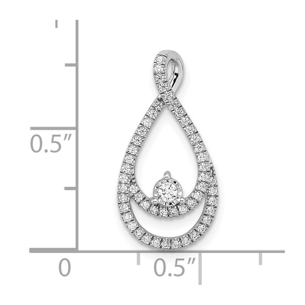 14k White Gold Diamond Teardrop Chain Slide