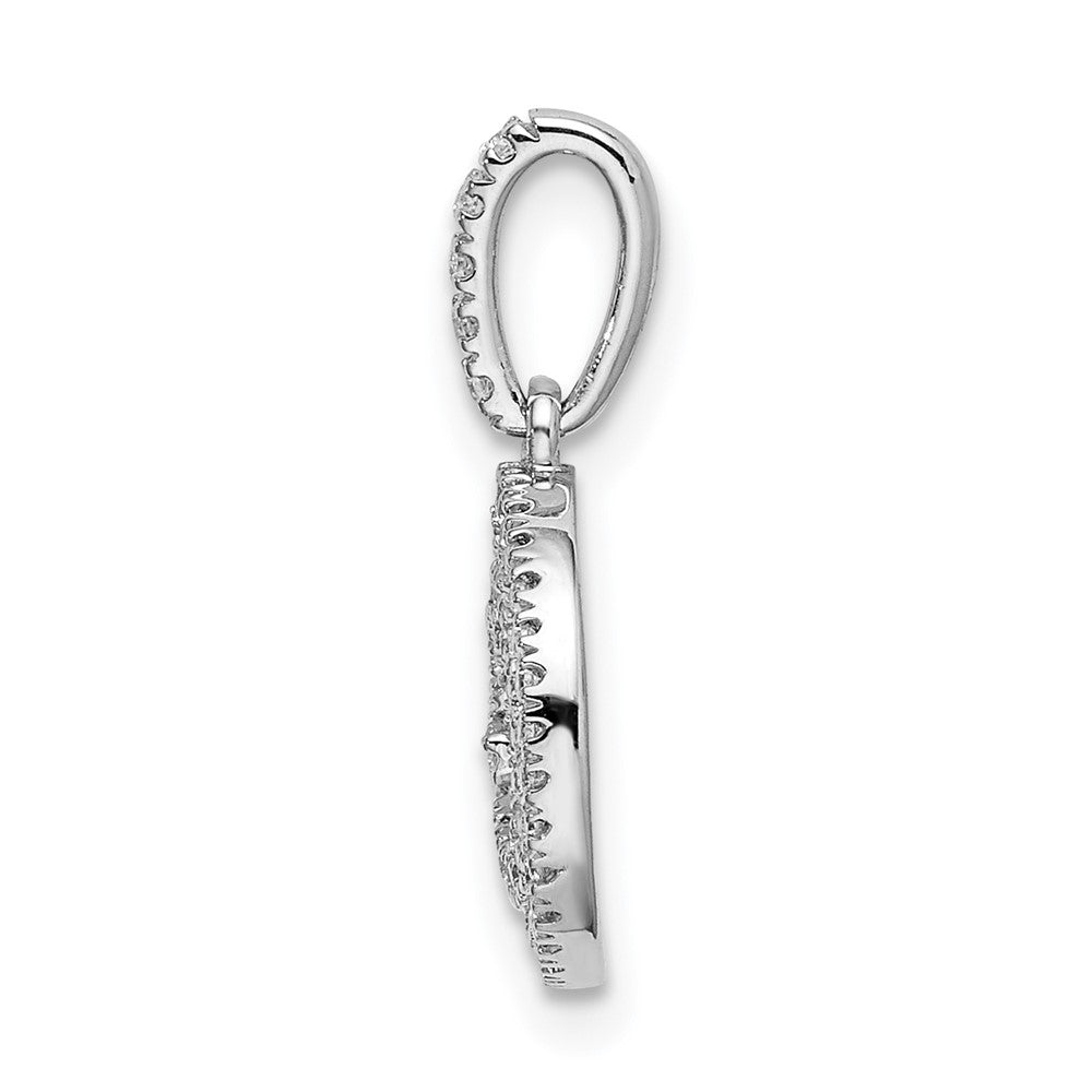 14k White Gold Circle Swirl Diamond Pendant