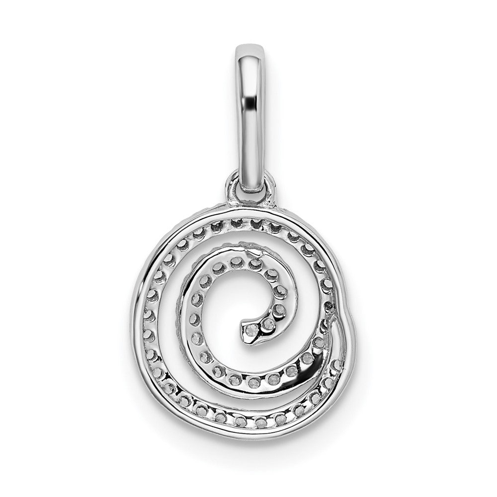 14k White Gold Circle Swirl Diamond Pendant