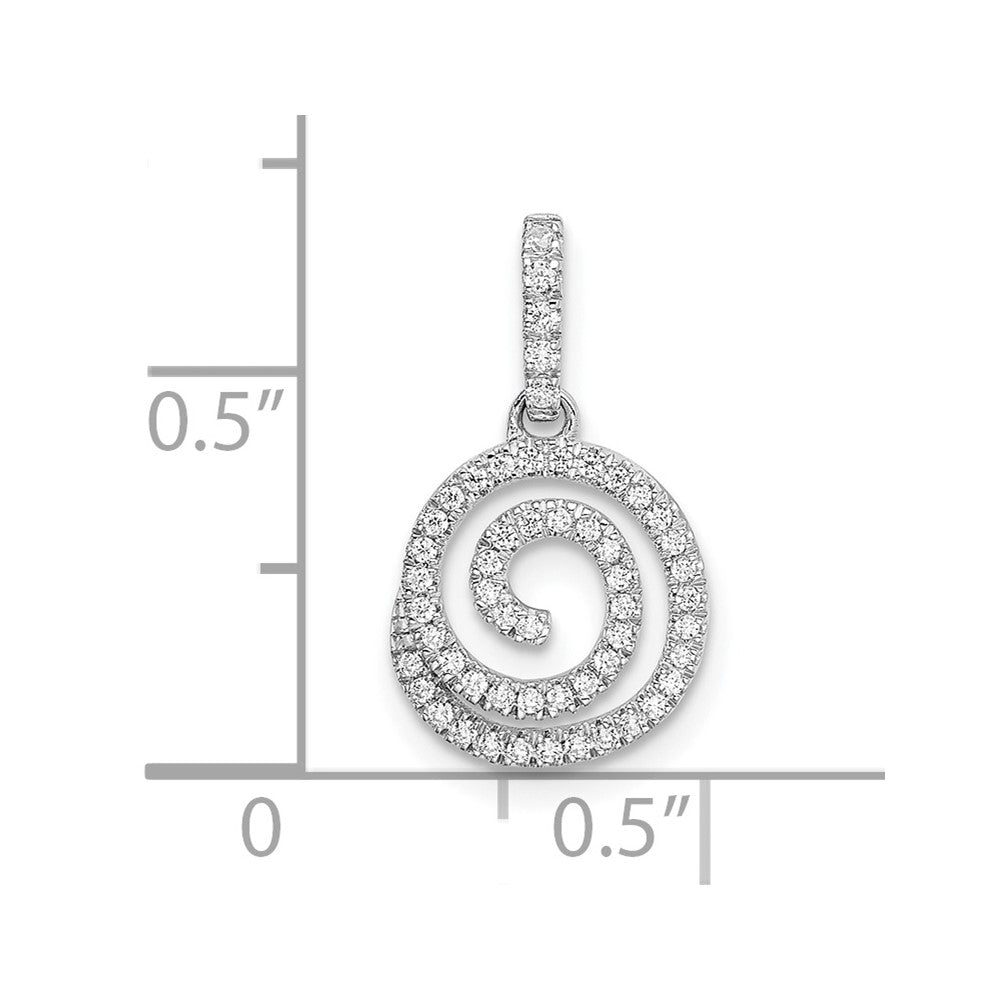 14k White Gold Circle Swirl Diamond Pendant
