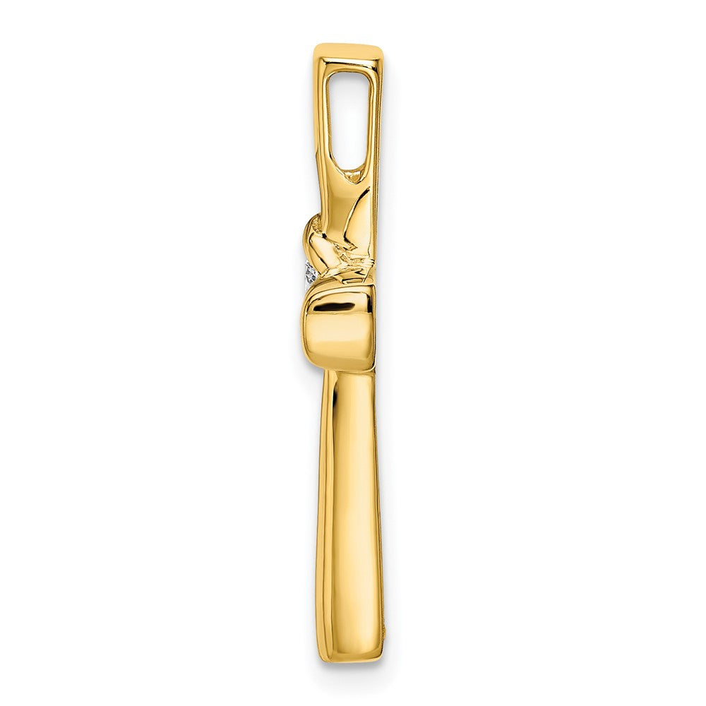 14k Polished Diamond Cross Chain Slide