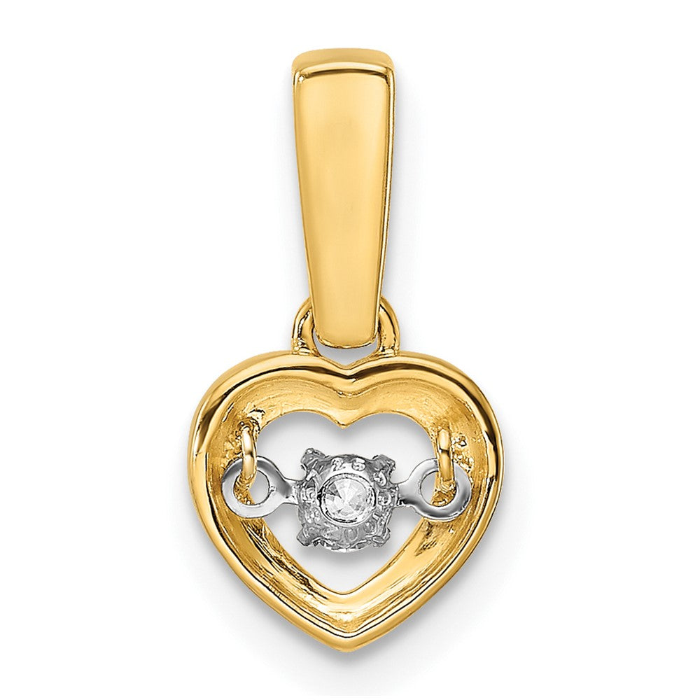 14k Diamond Polished Heart Dangle with Vibrant Center Pendant